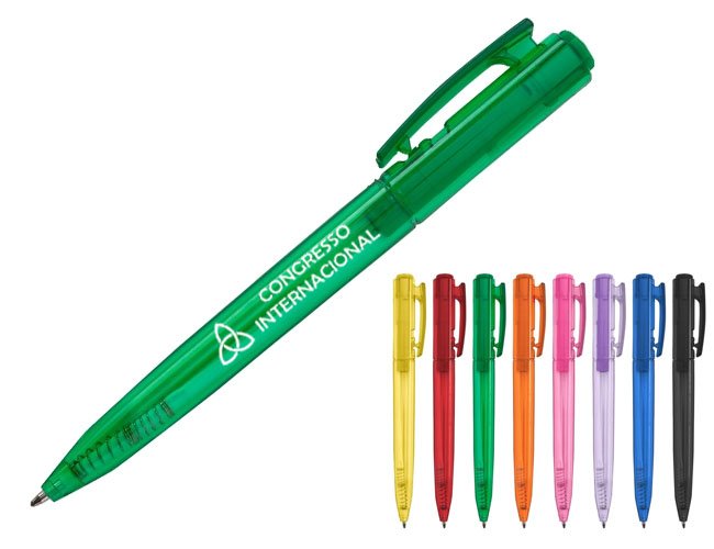 Caneta Plstica Translcida Personalizada