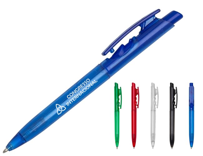 Caneta Escrita Preta Plstica Personalizada
