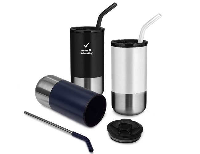 Copo Inox com Canudo 500ml Personalizado