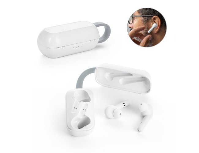 Fones de ouvido wireless com autonomia de 3h, em ABS