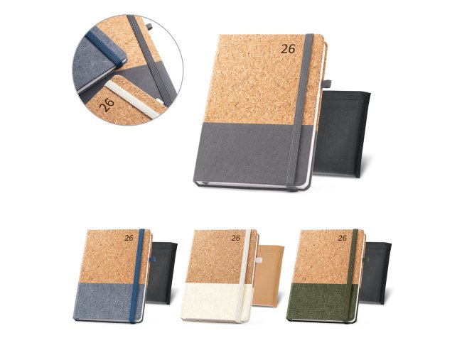 Agenda em cortia e linho Personalizada