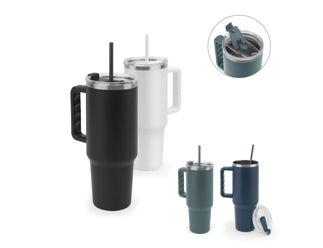 Copo de viagem em aço inoxidável 91% reciclado