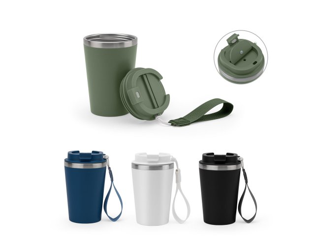 Copo de viagem em a�o inox 90% reciclado com parede dupla e acabamento em mate 440 mL Personalizado