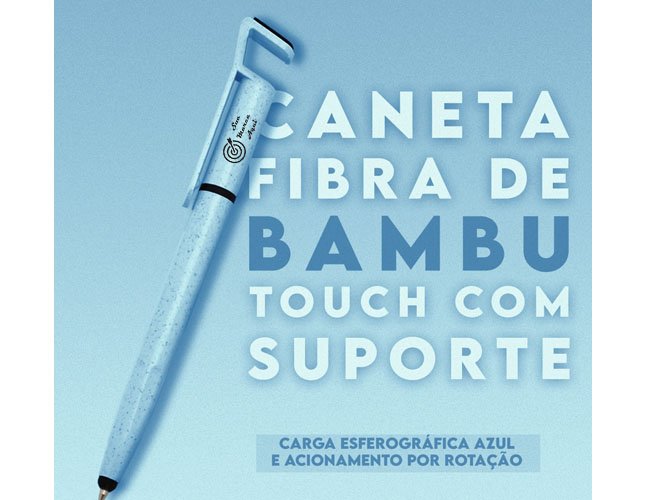 Caneta Fibra de Bambu Touch com Suporte Personalizada