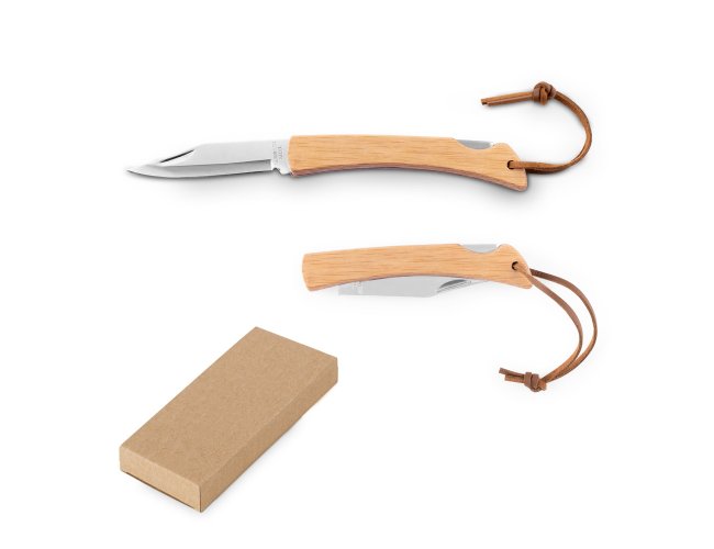 Canivete com l�mina met�lica em a�o inox e cabo em bambu