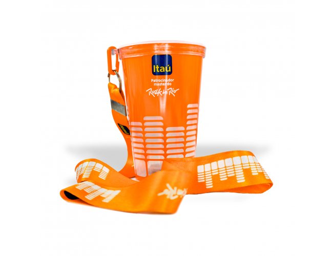 Copo 500 ml plastico com tirante mosquete Personalizado