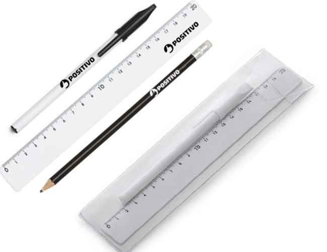 Kit caneta , régua e lápis promocional personalizado